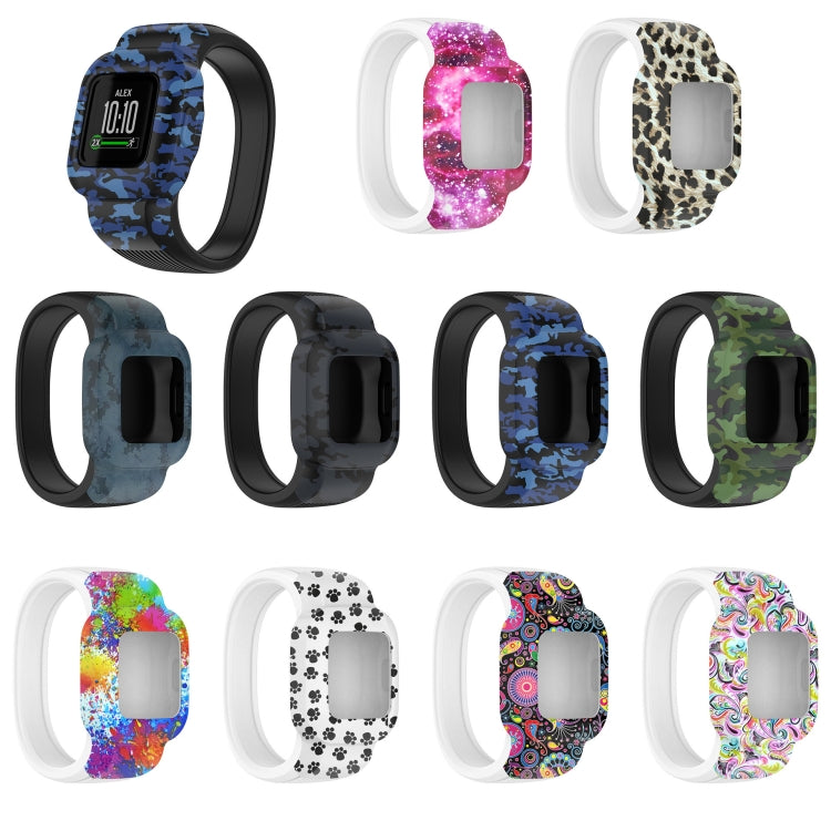 For Garmin Vivofit JR3 No Buckle Silicone Printing Watch Band, Size:S(Leopard) by bashfashion