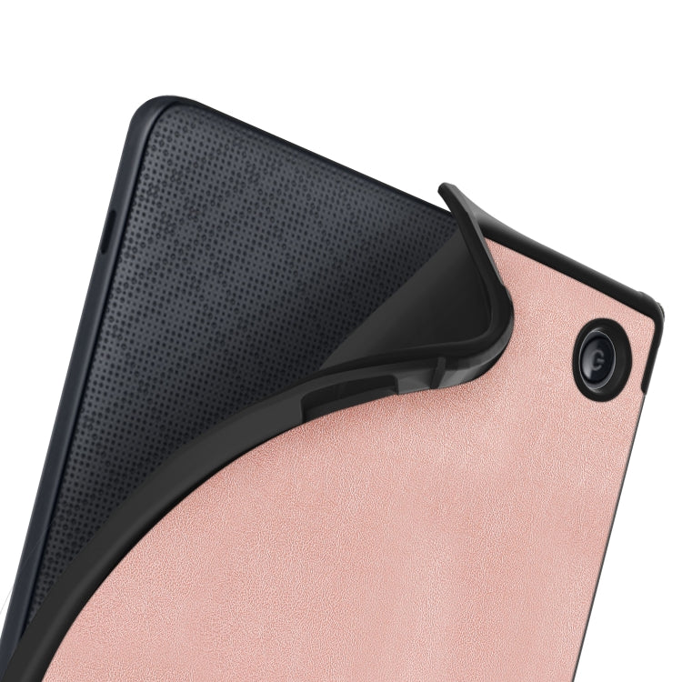 For KOBO Libra2 2021 Multi-folding Leather Tablet Case(Rose Gold) by bashfashion