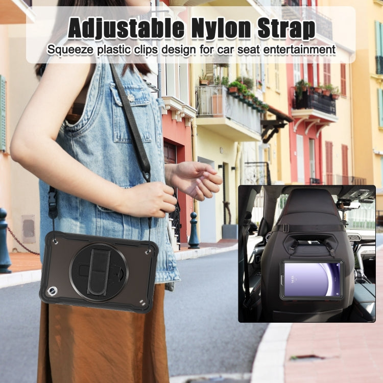 For Samsung Galaxy Tab A9 X110/X115 Powerful Sailor Hand Grip Heavy Duty Hybrid Tablet Case with Strap(Clear Black) by bashfashion