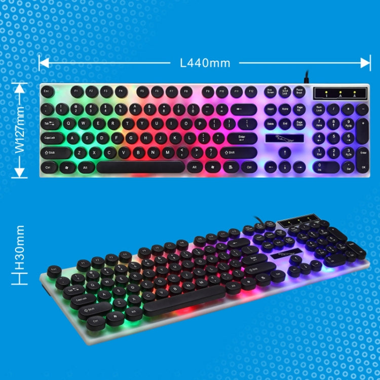 Chasing Leopard G21 USB 104-keys Waterproof Floating Round Punk Keycap Colorful Backlight Mechanical Feel Wired Keyboard, Length: 1.3m(Black) by Chasing Leopard