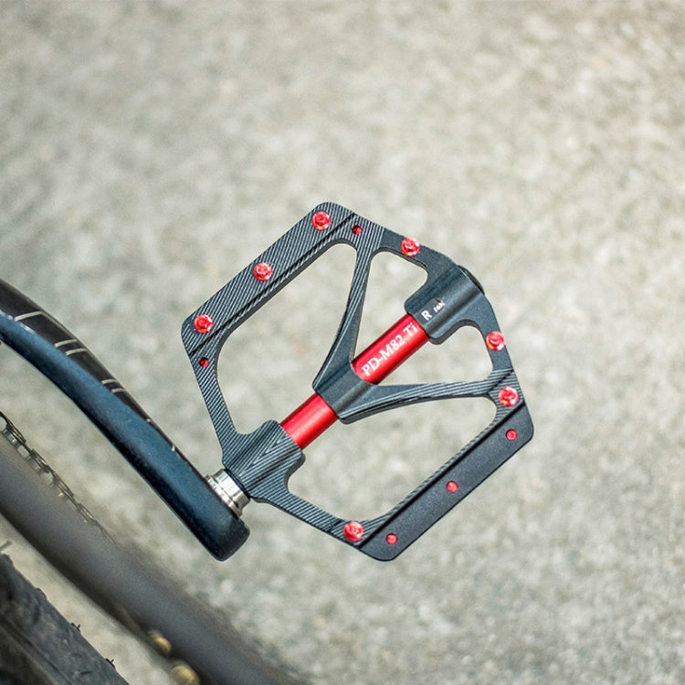 PROMEND PD-M82-TI 1 Pair Mountain Bicycle Titanium Alloy Shaft 3-Bearings Wide Pedals (Red) by PROMEND