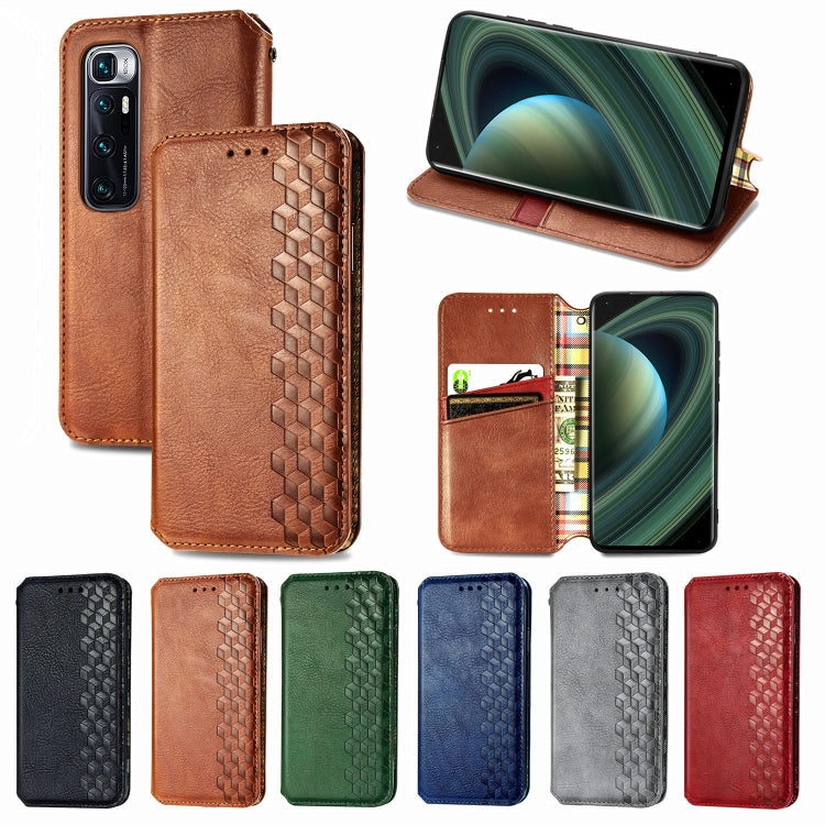 For Xiaomi Mi 10 Ultra Cubic Grid Pressed Horizontal Flip Magnetic PU Leather Case with Holder & Card Slots & Wallet(Blue) by bashfashion