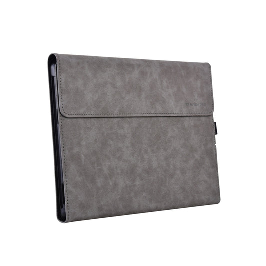13 inch Leather Tablet Protective Case For Microsoft Surface Pro X, Color: Light Gray + Power Bag by bashfashion