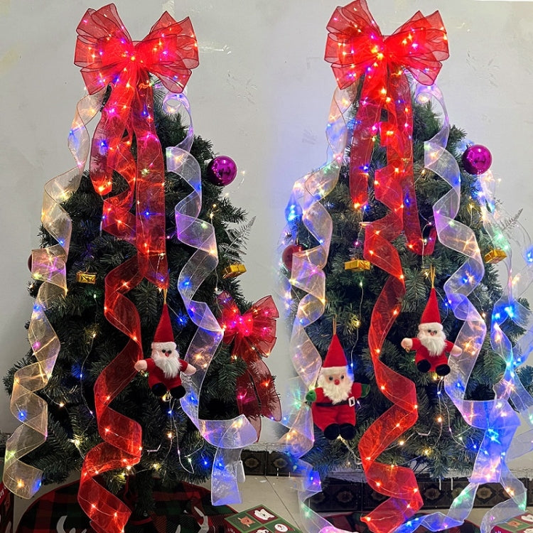 Christmas Ornament Double Light Board Yarn Ribbon String Lights, Specification: 2m(Gold Color Light) by bashfashion