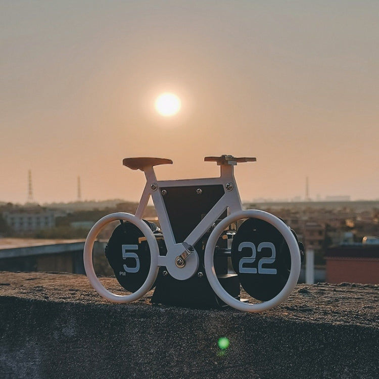 HY-F087 Retro Bicycle Shape Automatic Flip Home Decorative Turning Clock(Black) by bashfashion