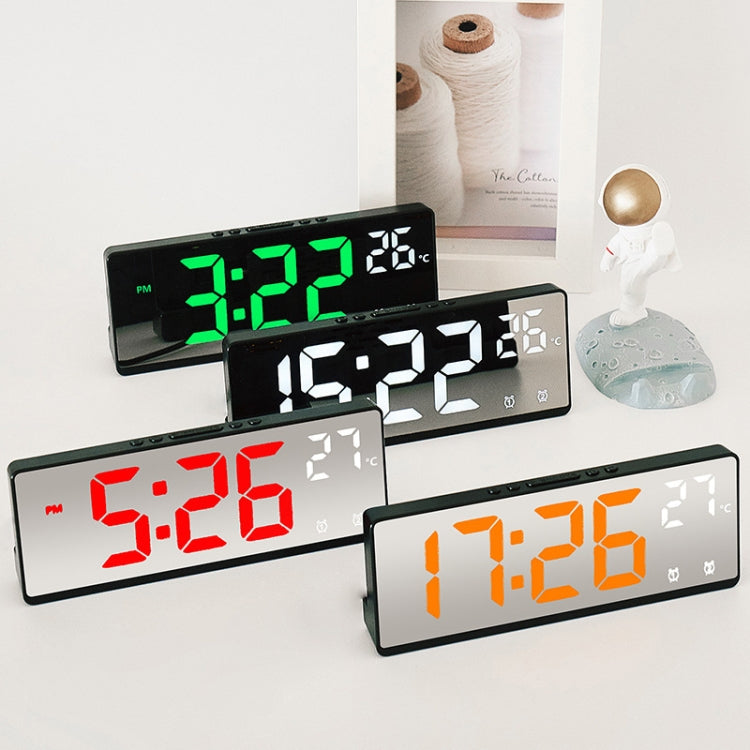 6631 LED Digital Display Multifunctional Electronic Clock Desktop Temperature Mirror Alarm Clock(Green Light) by bashfashion