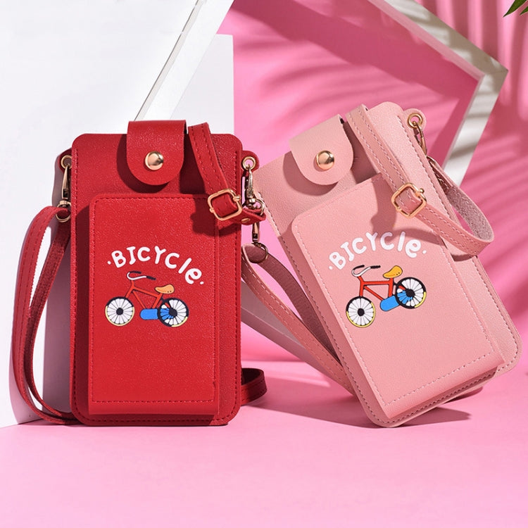 Ladies Mobile Phone Bag One Shoulder Messenger Mini Bag Printed Long Card Holder Wallet(Black) by bashfashion