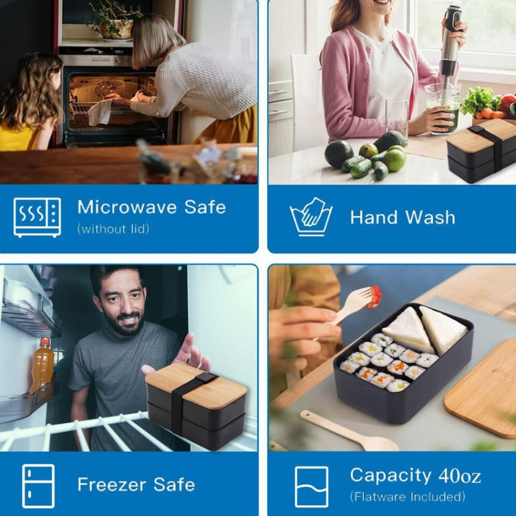 1200ml Portable Compartment Insulated Double Layer Lunch Box Microwavable Plastic Food Container, Color: Without Insulation Bag White by bashfashion