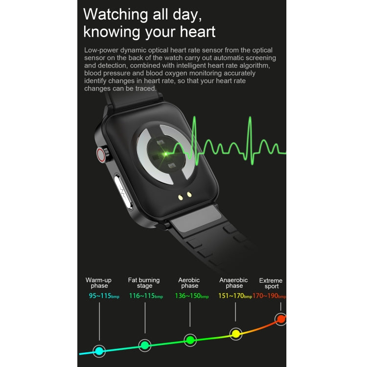 E86 1.7 inch TFT Color Screen IP68 Waterproof Smart Watch, Support Blood Oxygen Monitoring / Body Temperature Monitoring / AI Medical Diagnosis, Style: Steel Strap(Black) by bashfashion