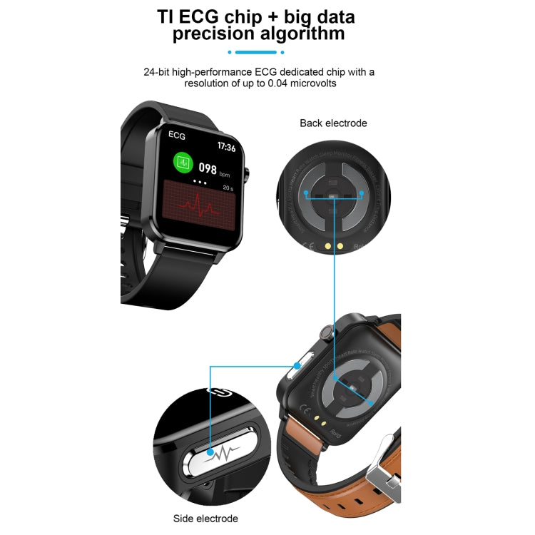 E86 1.7 inch TFT Color Screen IP68 Waterproof Smart Watch, Support Blood Oxygen Monitoring / Body Temperature Monitoring / AI Medical Diagnosis, Style: Steel Strap(Black) by bashfashion