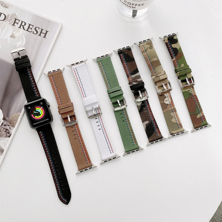 Three Lines Canvas Watch Band For Apple Watch Series 7 41mm / 6 & SE & 5 & 4 40mm / 3 & 2 & 1 38mm(Camouflage) by bashfashion