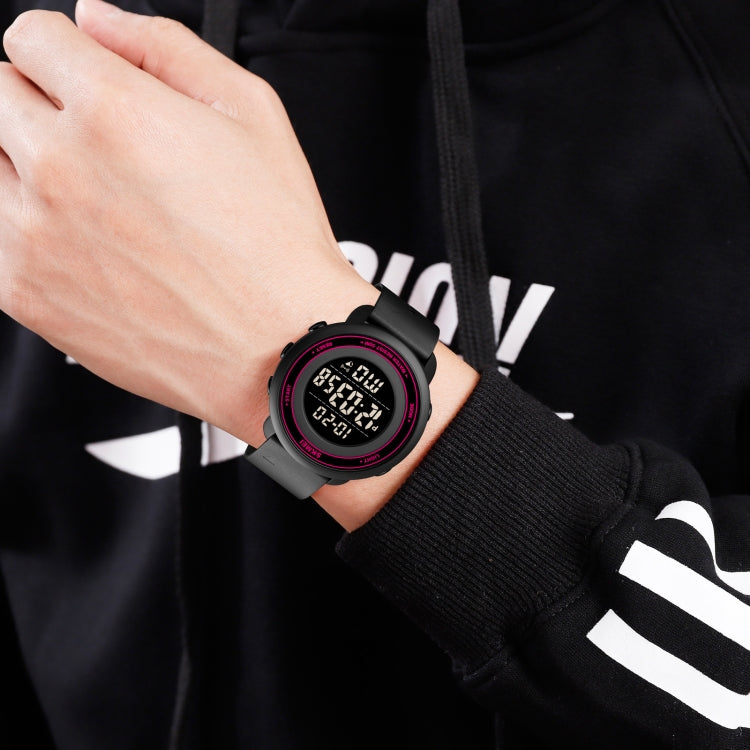 SKMEI 1736 Triplicate Round Dial Timing LED Digital Display Luminous Electronic Watch(Black and White) by SKMEI