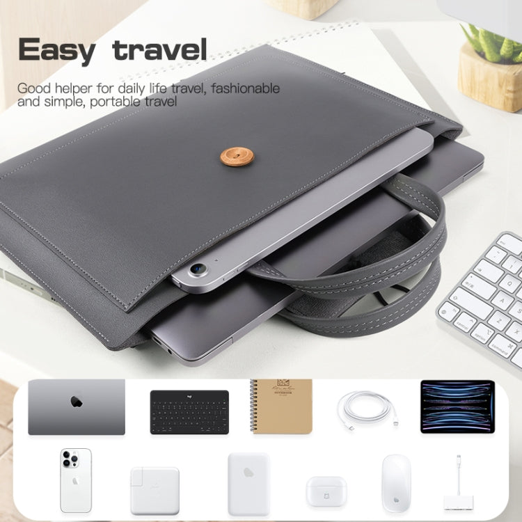 15-16 inch Universal Elastic Thread Button Portable Laptop Inner Bag(Black) by bashfashion