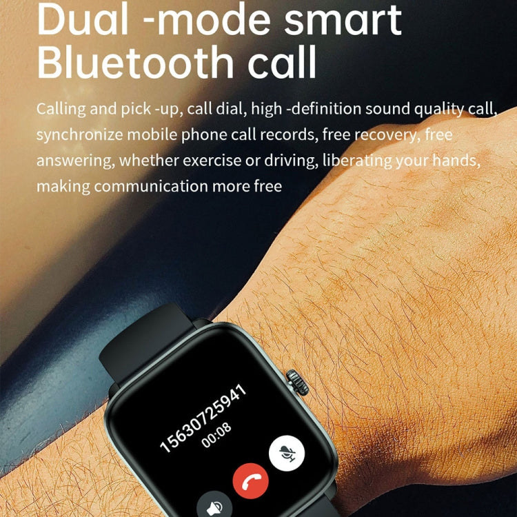 T20 1.96 inch IP67 Waterproof Silicone Band Smart Watch, Supports Dual-mode Bluetooth Call / Heart Rate Monitoring(Blue) by bashfashion