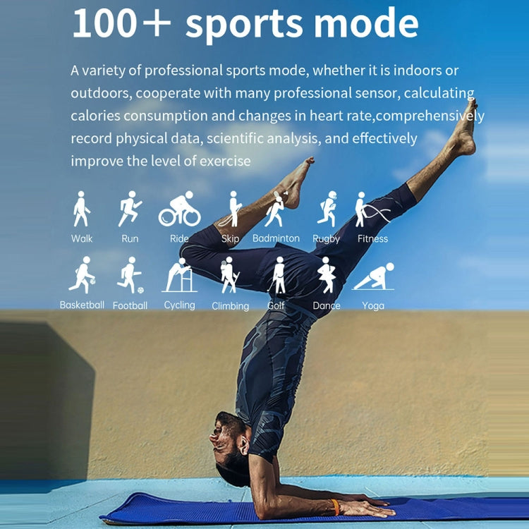 T20 1.96 inch IP67 Waterproof Silicone Band Smart Watch, Supports Dual-mode Bluetooth Call / Heart Rate Monitoring(Blue) by bashfashion