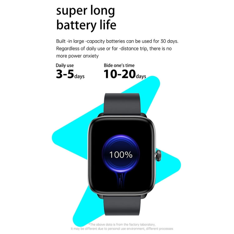 T20 1.96 inch IP67 Waterproof Silicone Band Smart Watch, Supports Dual-mode Bluetooth Call / Heart Rate Monitoring(Blue) by bashfashion