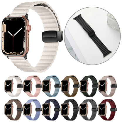 For Apple Watch Series 5 40mm Water Ripple Magnetic Folding Buckle Watch Band, Style: Bold Version(Light Brown) by bashfashion