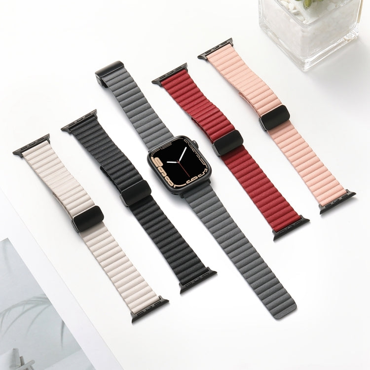 For Apple Watch Series 7 41mm Water Ripple Magnetic Folding Buckle Watch Band, Style: Bold Version(Starlight Color) by bashfashion