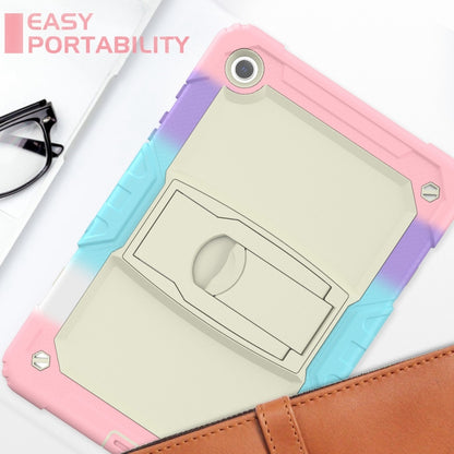 For Samsung Galaxy Tab A11+ / A9+ Silicone Hydric PC Tablet Case with Shoulder Strap & Holder(Colorful Pink) by bashfashion