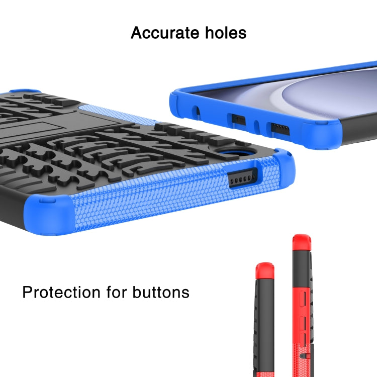 For Samsung Galaxy Tab A9 / Tab A11 Tire Texture TPU + PC Tablet Case with Holder(Black) by bashfashion