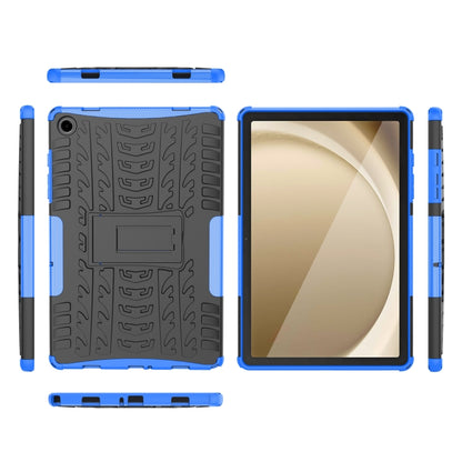 For Samsung Galaxy Tab A9+ / Tab A11+ Tire Texture TPU + PC Tablet Case with Holder(Blue) by bashfashion