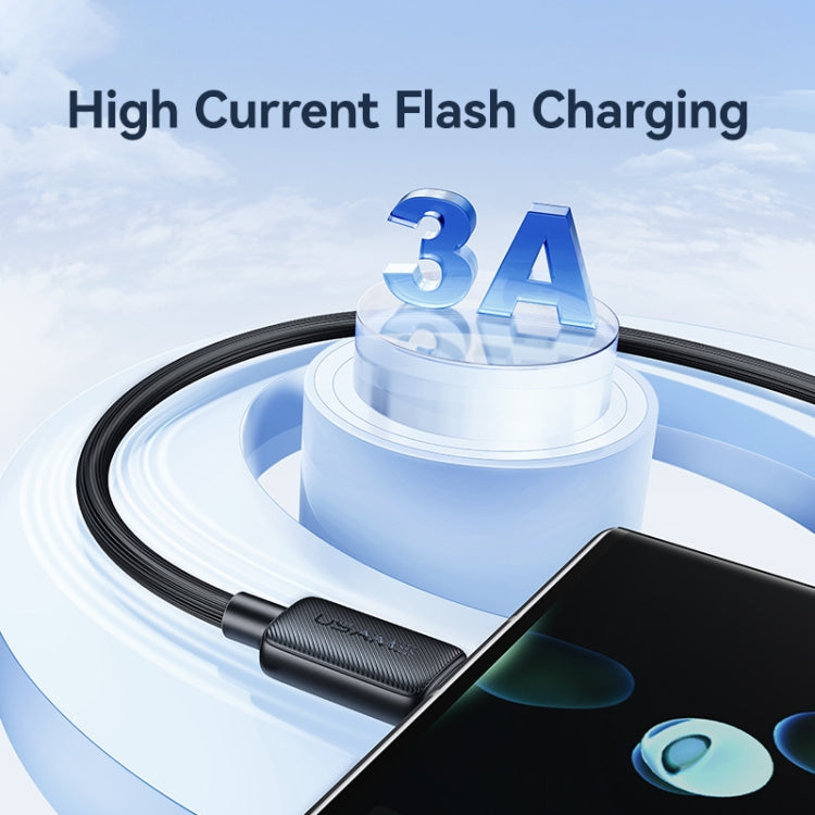 USAMS US-SJ693 USB to USB-C / Type-C 3A Striped Fast Charge Data Cable, Length:2m(Pink) by USAMS