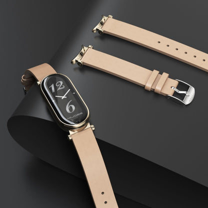 For Xiaomi Smart Band 10 / 9 / 8 Mijobs GT4 First Layer Cowhide Watch Band(Apricot Rose Gold) by MIJOBS