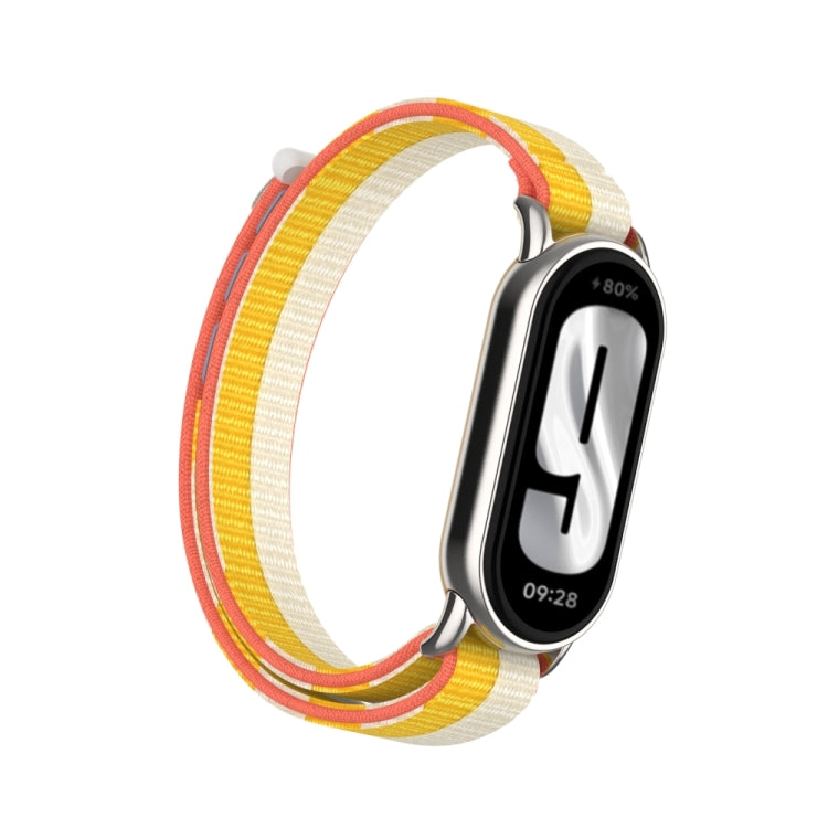 For Xiaomi Smart Band 9 / 8 Metal Connector + Loop Nylon Hook and Loop Fastener Watch Band(Millet White) by bashfashion