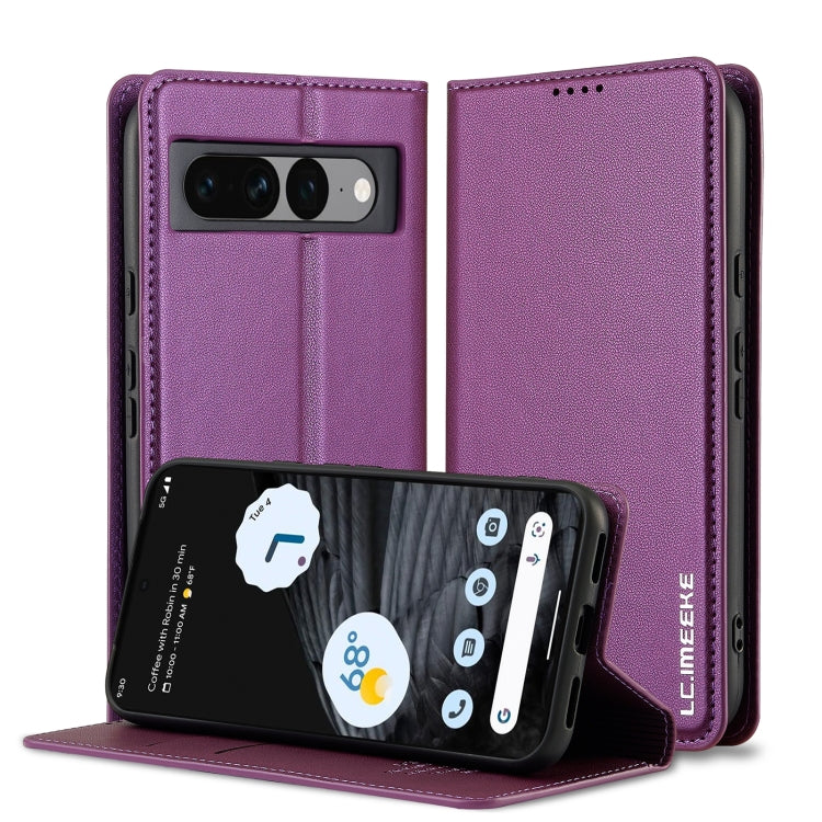 For Google Pixel 7 Pro 5G LC.IMEEKE L1 Series Frosted Fine Texture PU Phone Case(Purple) by LC.IMEEKE