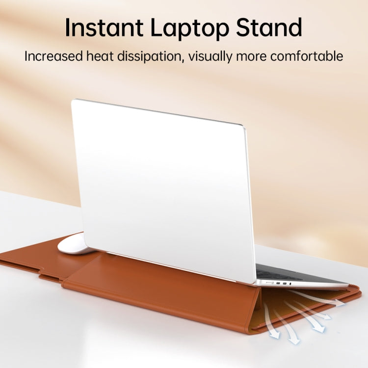 Multifunctional Laptop PU Magnetic Stand Split Liner Bag with Mouse Pad Function, Size:13-14 inch(Rose Gold) by bashfashion