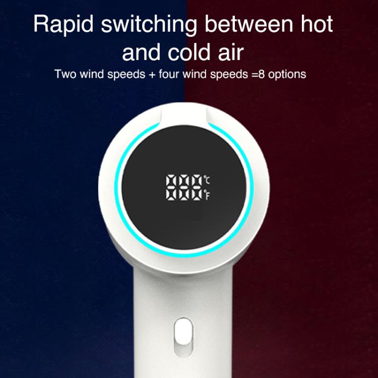 WG-F02 LED Digital Display High Speed Negative Ion Hair Dryer, EU Plug(White) by bashfashion