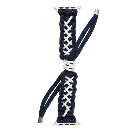 Braided Umbrella Cord Strap For Apple Series 7 45mm / 6 & SE & 5 & 4 44mm / 3 & 2 & 1 42mm(Royal Blue White) by bashfashion