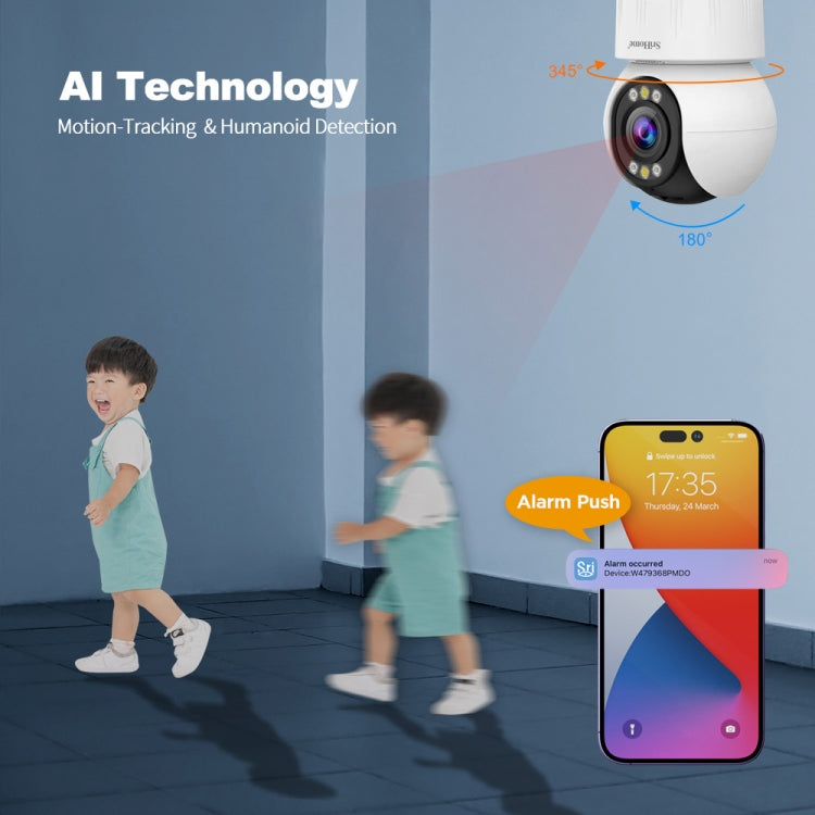 SriHome SH046 4.0 Million Pixels FHD Low Power Consumption Wireless Home Security Camera System (US Plug) by SriHome