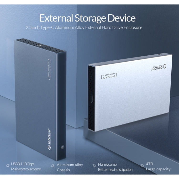 ORICO DD25 C3 2.5 inch Type-C to Type-C and USB Mechanical SSD Enclosure, Supported Capacity: 6TB(Dark Gray) by ORICO