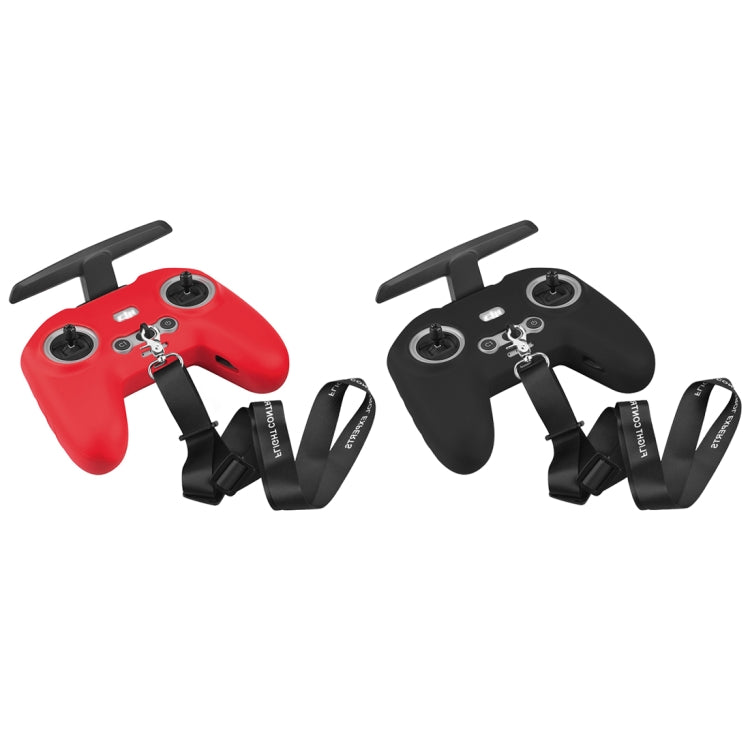 For DJI FPV Combo Remote Control PULUZ Silicone Protective Case with Neck Strap(Red) by PULUZ