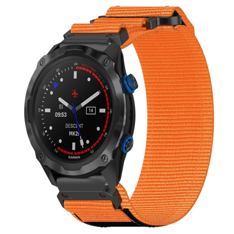 For Garmin Descent MK 2 26mm Nylon Hook And Loop Fastener Watch Band(Orange) by bashfashion