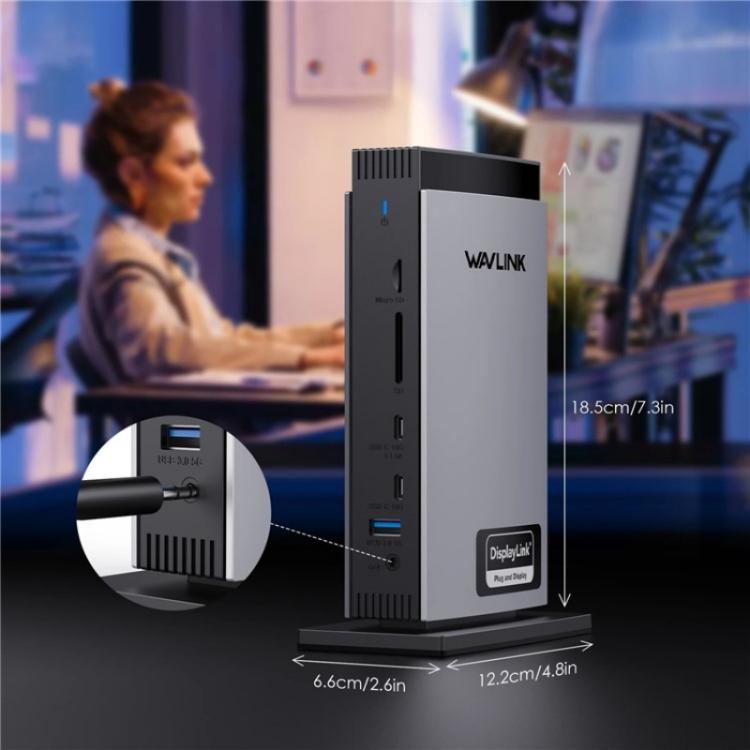 WAVLINK WL-UG69PD13Pro DisplayLink Docking Station 15 in 1 USB-C Hub for MacBook Laptop(US Plug) by WAVLINK