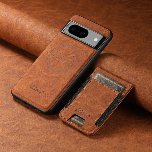 For Google Pixel 6a Suteni H17 Litchi Texture Leather Magnetic Detachable Wallet Phone Case(Khaki) by Suteni