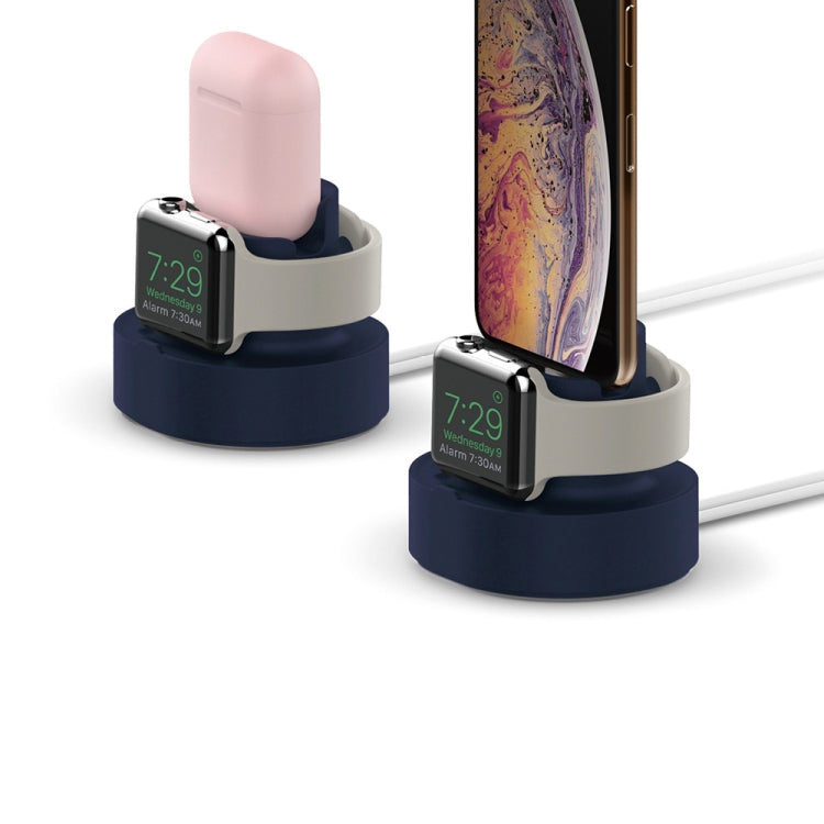 2 In 1 Smart Watch Charging Bracket Desktop Silicone Watch Charging Stand For Apple Watch(Deep Blue) by bashfashion