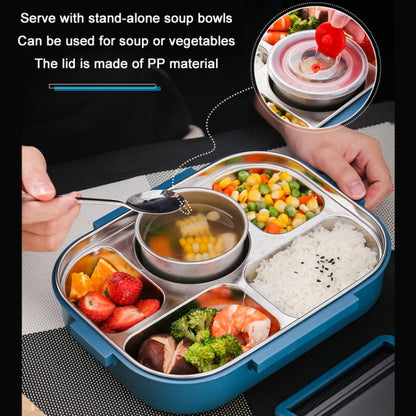 304 Stainless Steel Double-Layer Large-Capacity Portable Lunch Box, Color: Lemon Yellow(Medium 4 Grid) by bashfashion