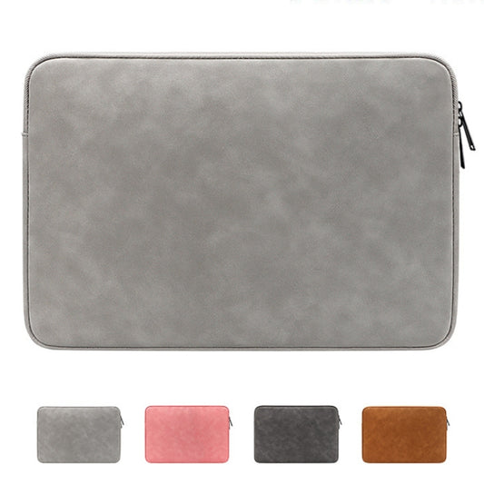 ND12 Lambskin Laptop Lightweight Waterproof Sleeve Bag, Size: 14.1-15.4 inches(Deep Gray with Bag) by bashfashion