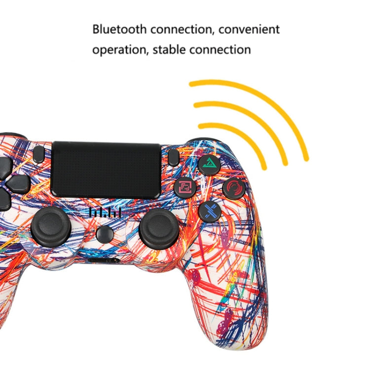 For PS4 Wireless Bluetooth Game Controller With Light Strip Dual Vibration Game Handle(Cartoon) by bashfashion