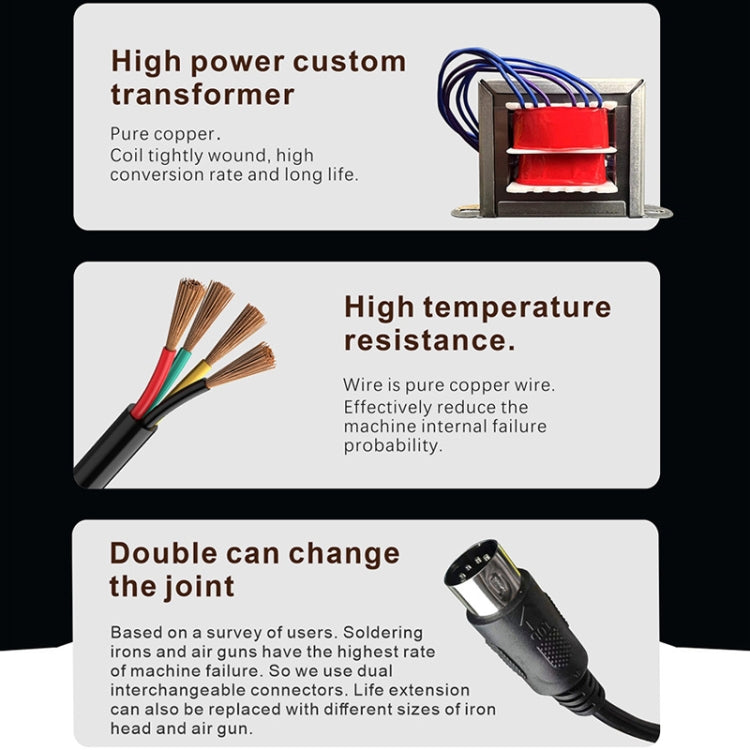 BAKU BA-601C+ Digital Display 2-In-1 Electric Soldering Iron Heat Exchanger Mobile Phone Maintenance Desoldering US Plug 110V by BAKU