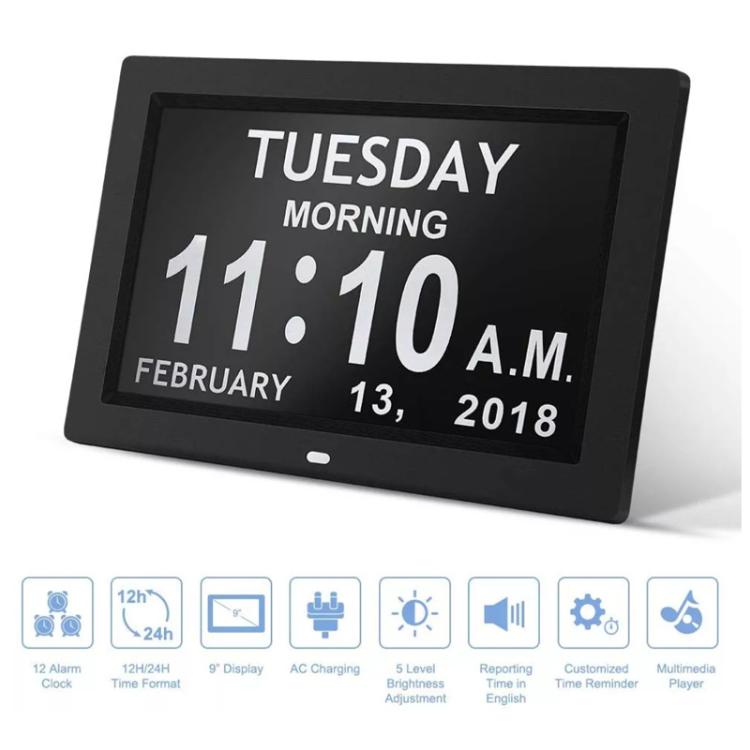 10-Inch Digital Clock With Voice Time Announcement, Auto DST Adjustment, 20 Custom Alarms, 8 Medication Reminders AU Plug White by bashfashion