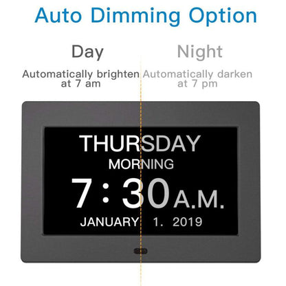 10-Inch Digital Clock With Voice Time Announcement, Auto DST Adjustment, 20 Custom Alarms, 8 Medication Reminders EU Plug Black by bashfashion