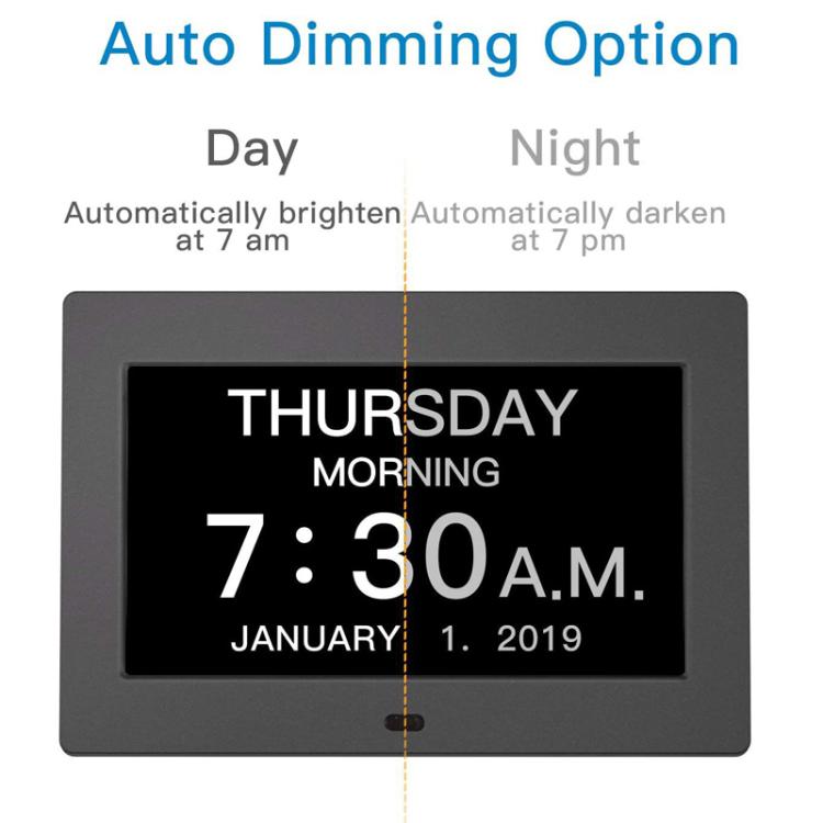 10-Inch Digital Clock With Voice Time Announcement, Auto DST Adjustment, 20 Custom Alarms, 8 Medication Reminders US Plug Black by bashfashion